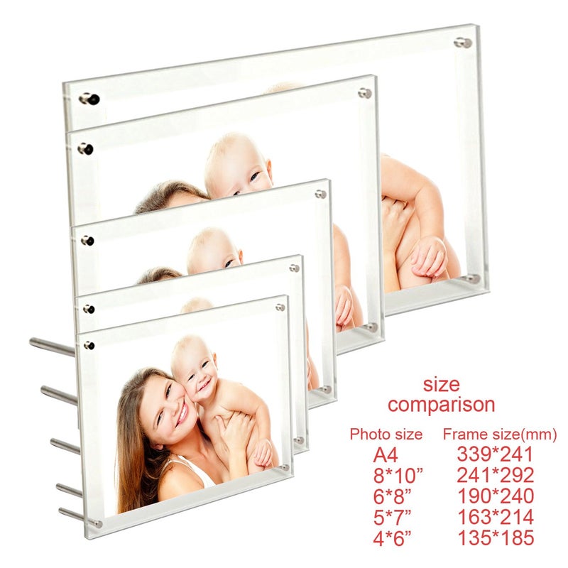 BFRed Acrylic Photo Frame A4 Brackets Or Hanging Picture Frames, File Certificate Photo Frame - Image 5
